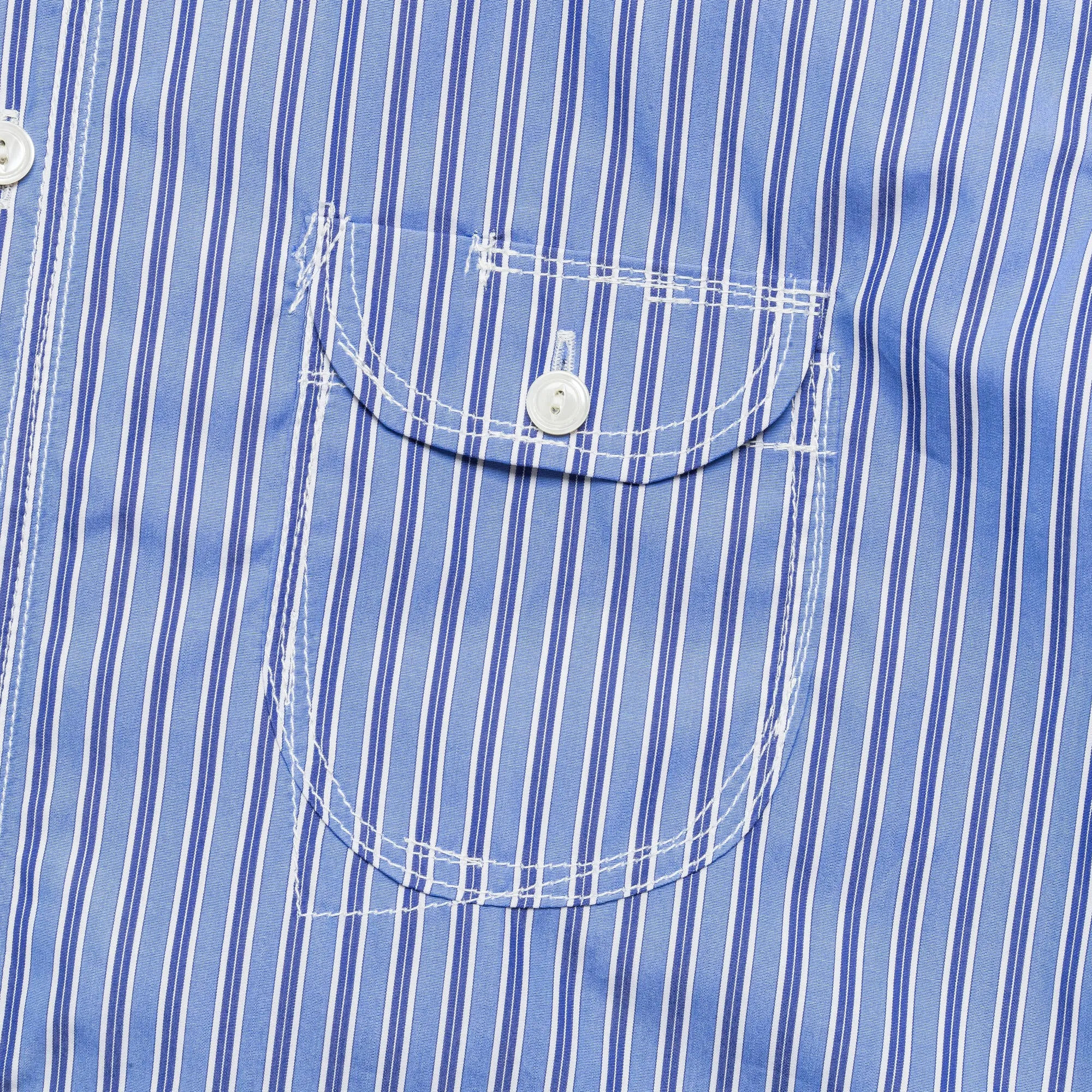 Cotton Stripe Panelled Shirt - Blue/Sax-White