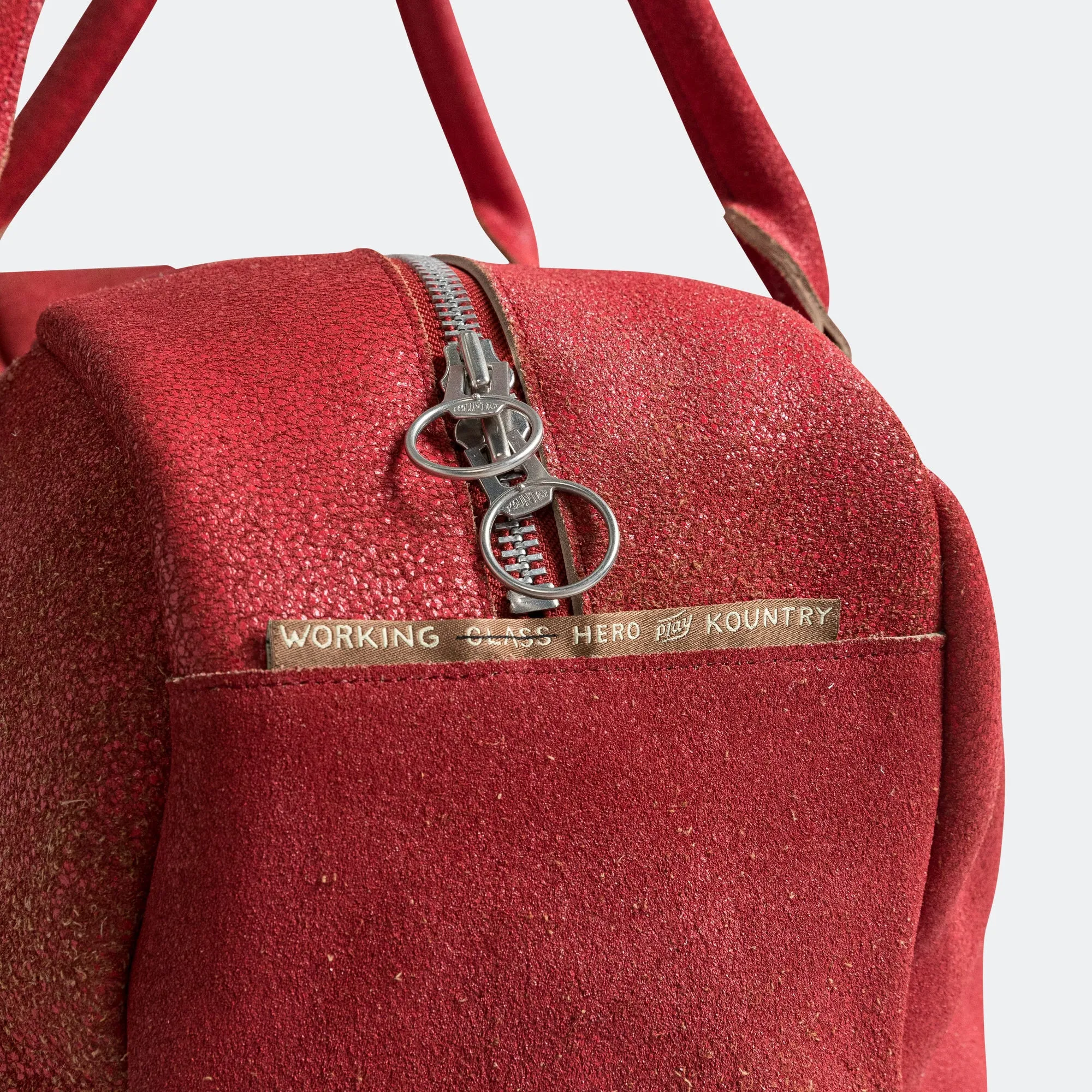 Crack Leather FARGO Bag BONE PALM - Red