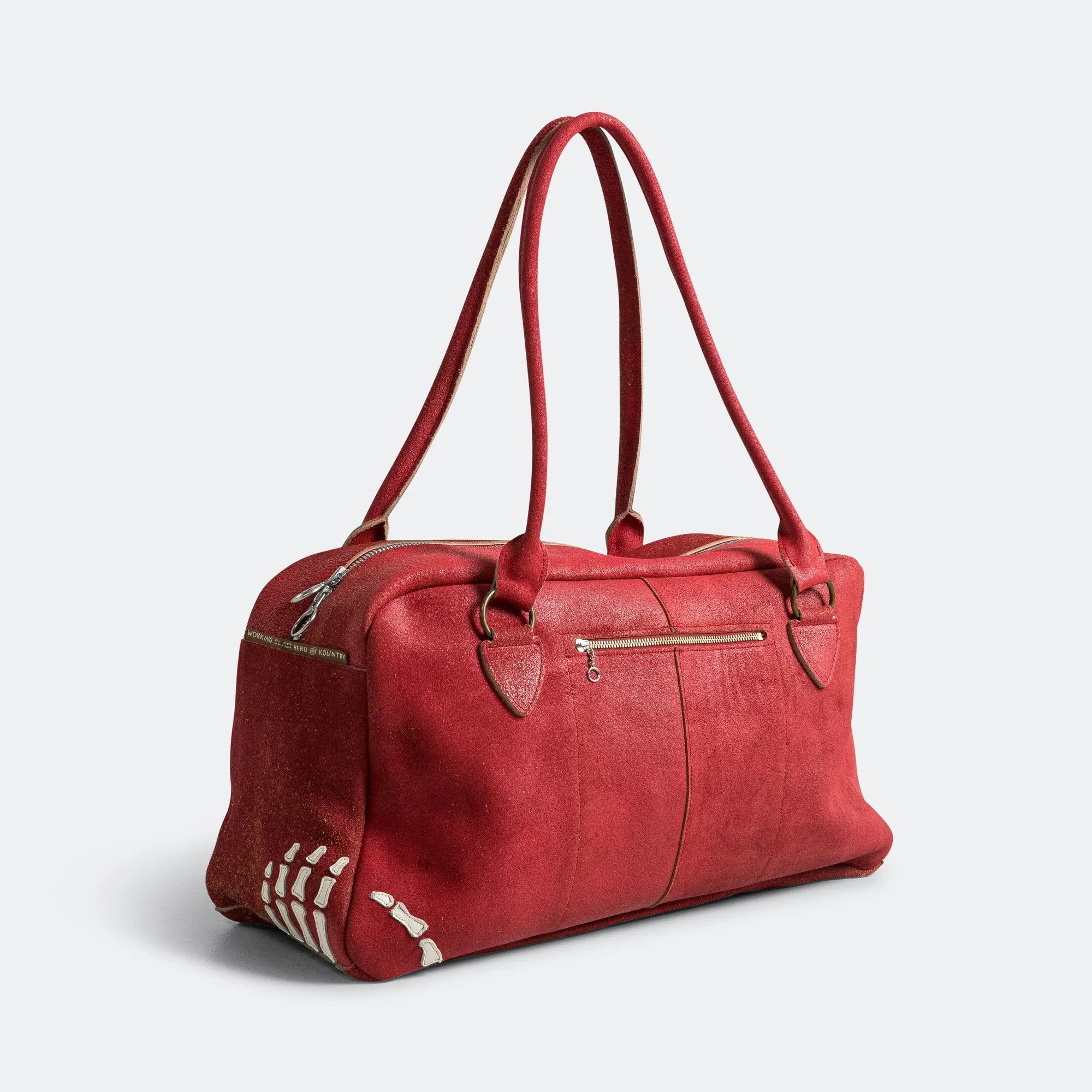 Crack Leather FARGO Bag BONE PALM - Red