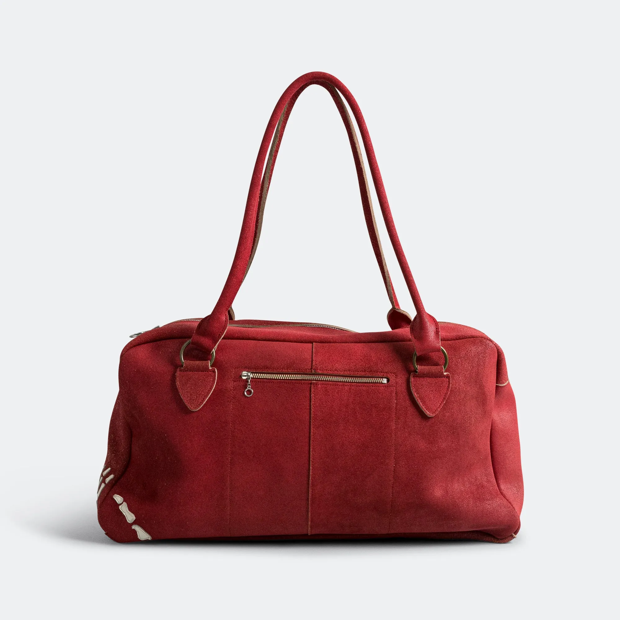 Crack Leather FARGO Bag BONE PALM - Red