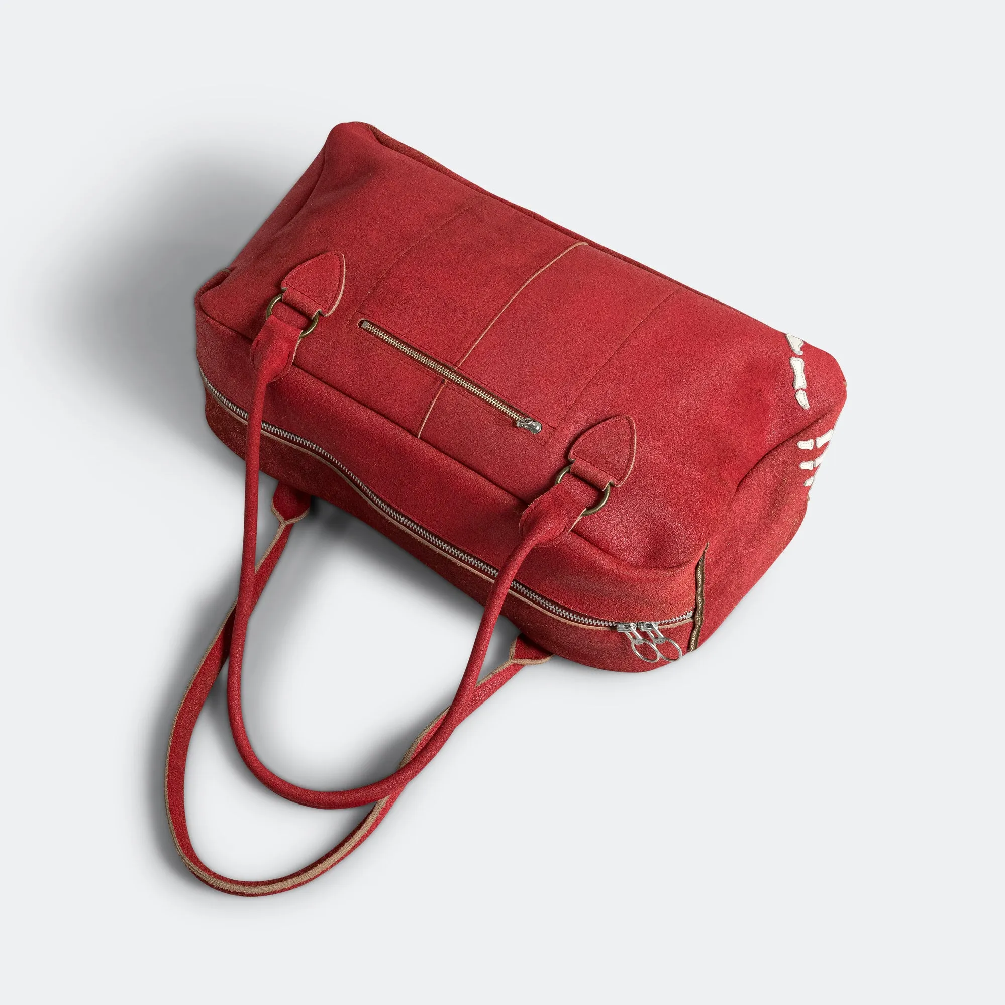 Crack Leather FARGO Bag BONE PALM - Red