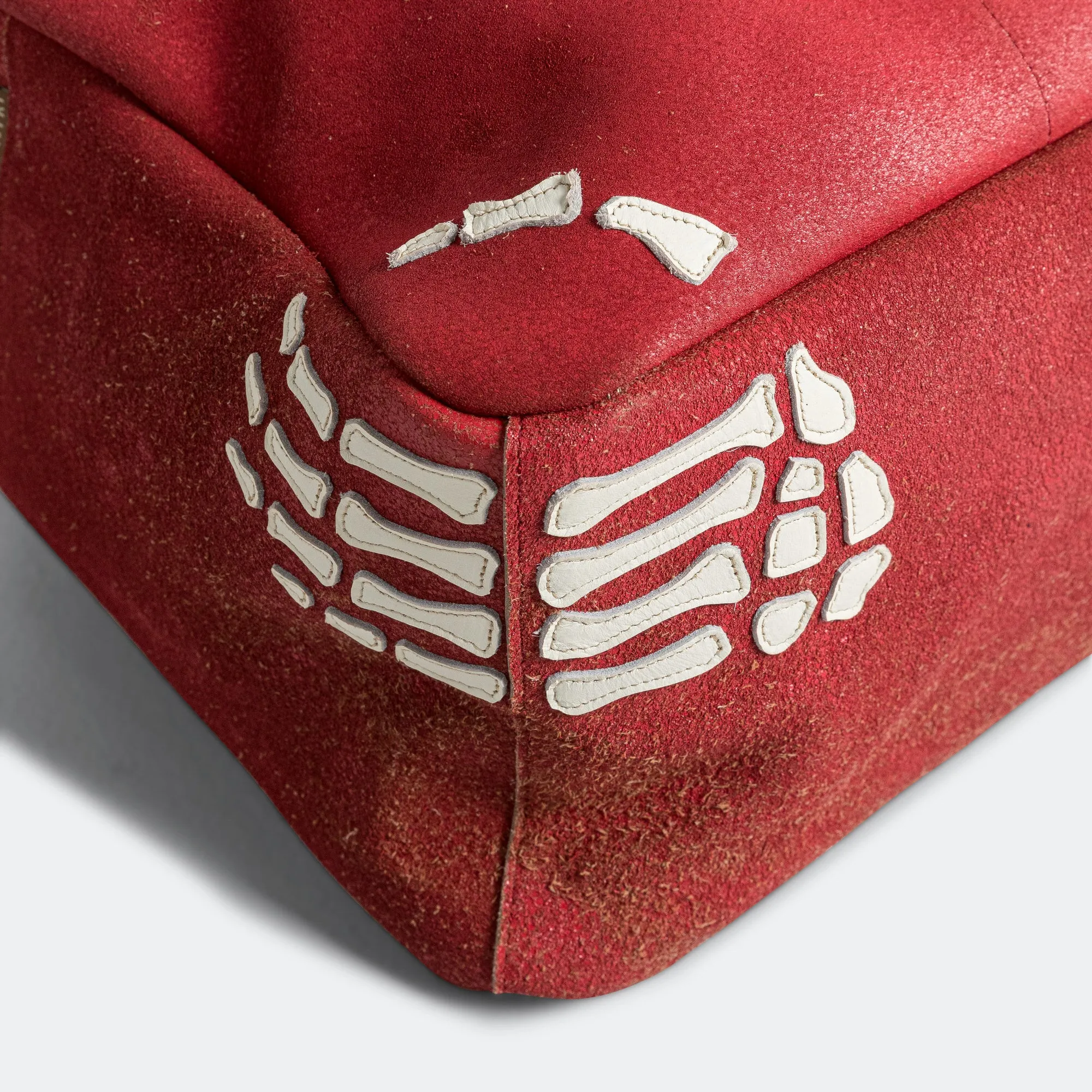 Crack Leather FARGO Bag BONE PALM - Red