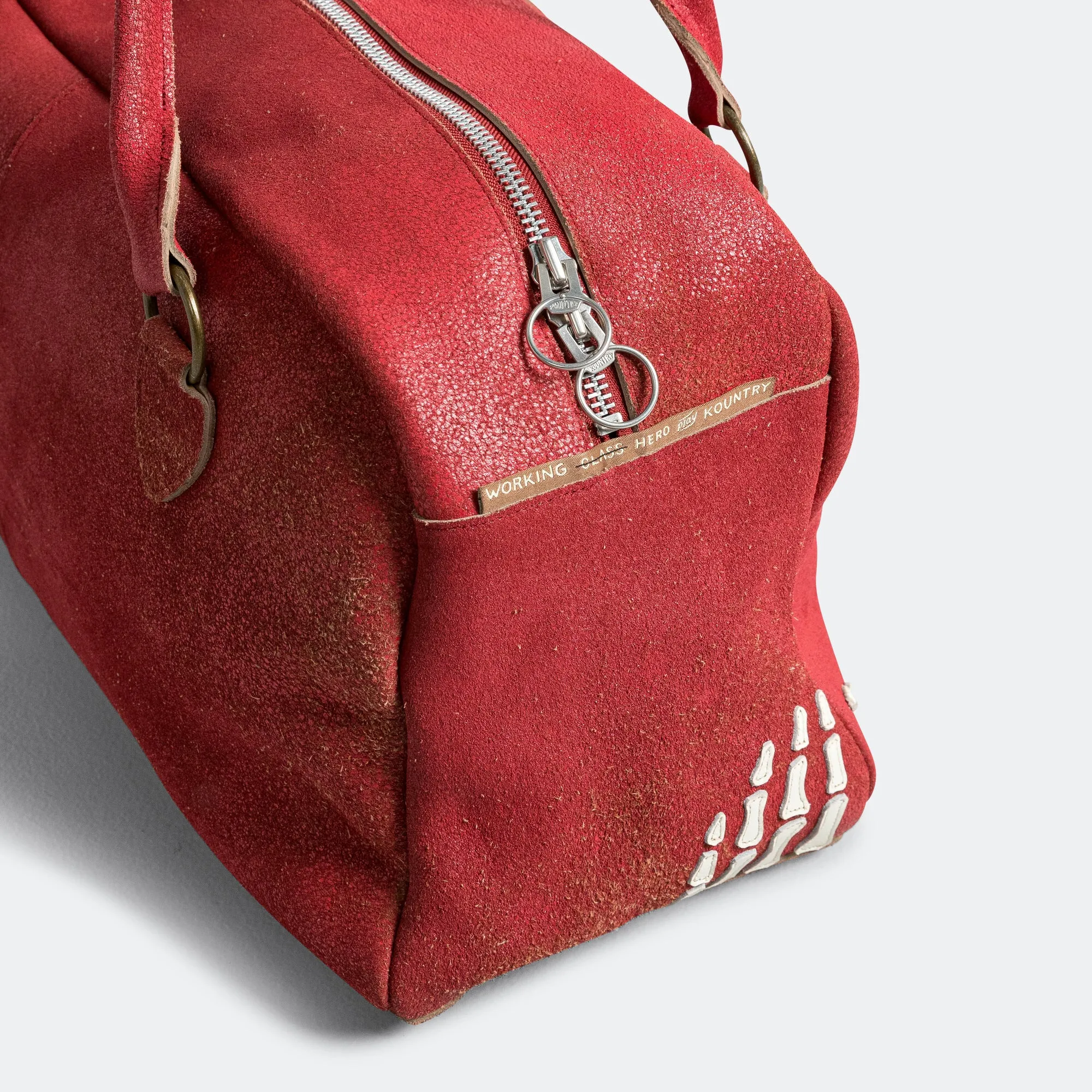 Crack Leather FARGO Bag BONE PALM - Red