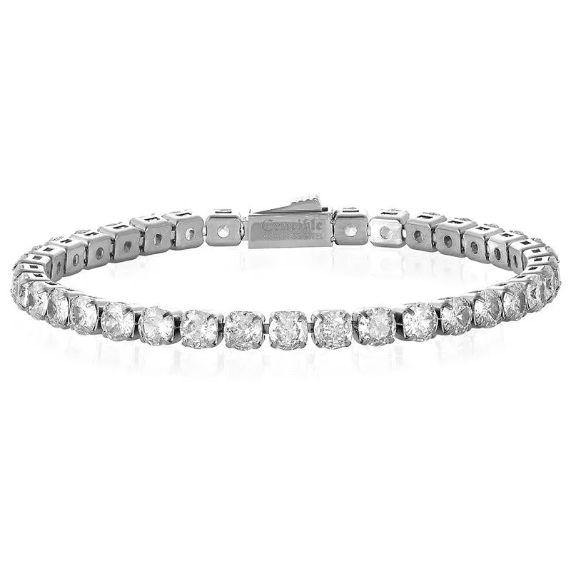 Crucible Los Angeles 5mm Simulated Diamond Silver Tennis Bracelet - 8.5"