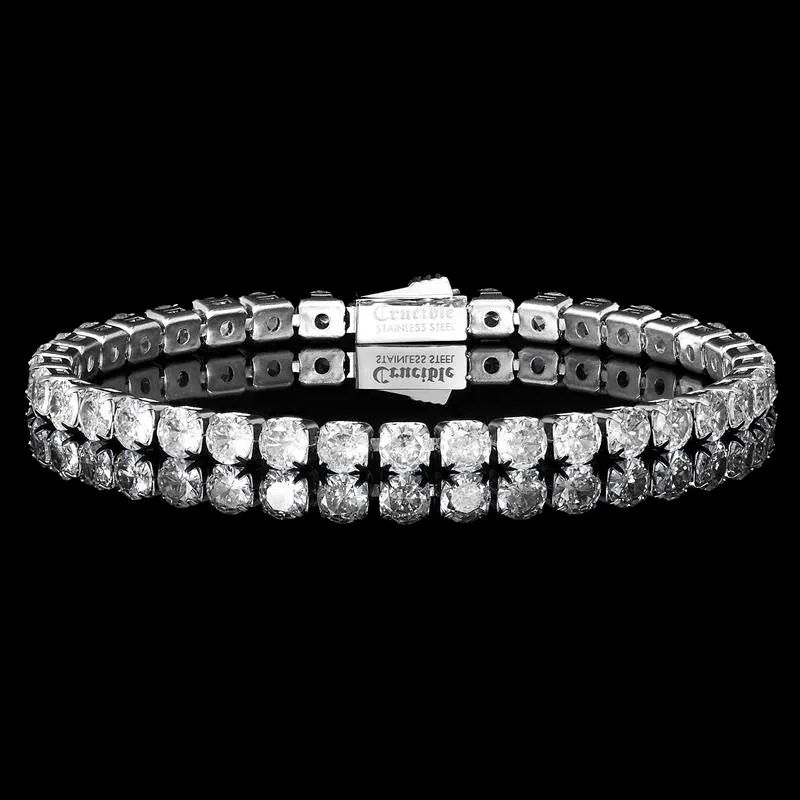 Crucible Los Angeles 5mm Simulated Diamond Silver Tennis Bracelet - 8.5"