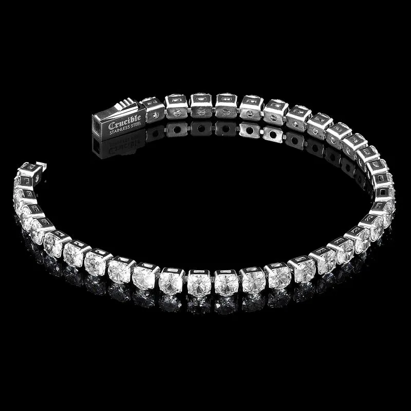 Crucible Los Angeles 5mm Simulated Diamond Silver Tennis Bracelet - 8.5"