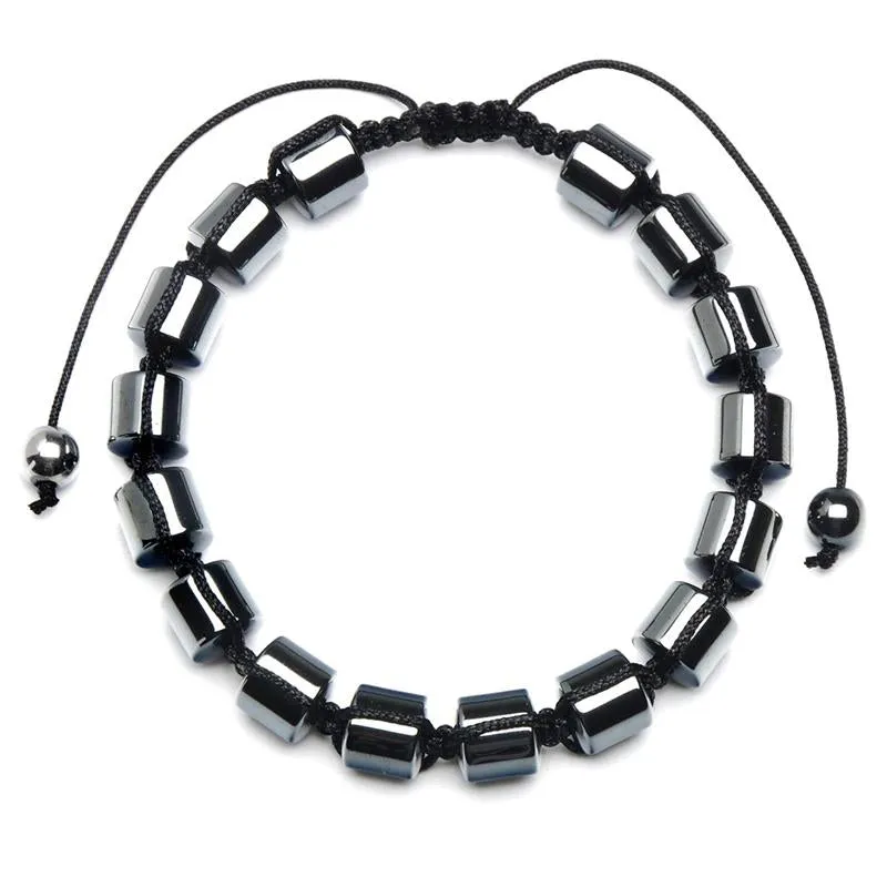Crucible Los Angeles Hematite Stone Beaded Adjustable Bracelet (8mm)