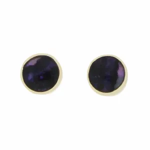 Derbyshire Blue John 9ct Yellow Gold Round Stud Earrings