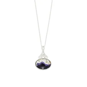 Derbyshire Blue John and Labradorite Silver Medium Pendant and Chain