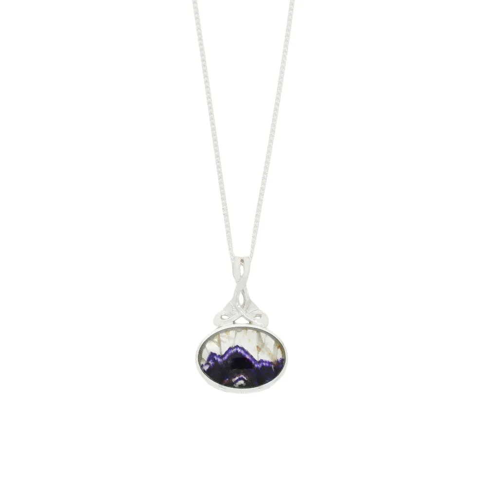 Derbyshire Blue John and Labradorite Silver Medium Pendant and Chain