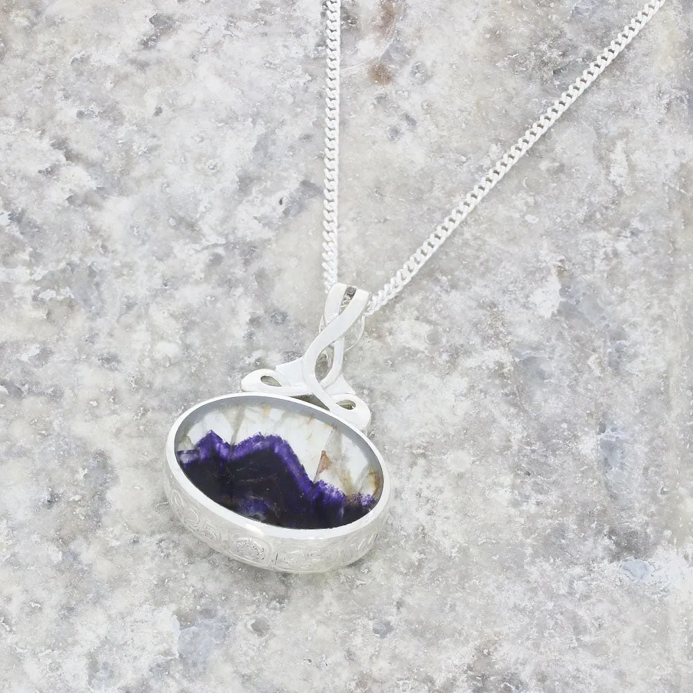 Derbyshire Blue John and Labradorite Silver Medium Pendant and Chain