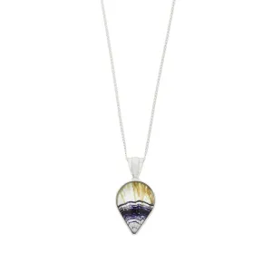 Derbyshire Blue John and Snakeskin Agate Silver Pendant and Chain