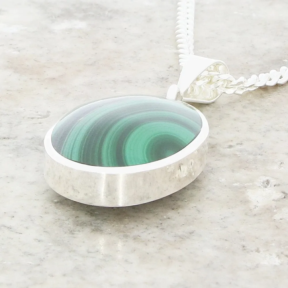 Derbyshire Blue John Medium Oval Reversible Pendant and Chain