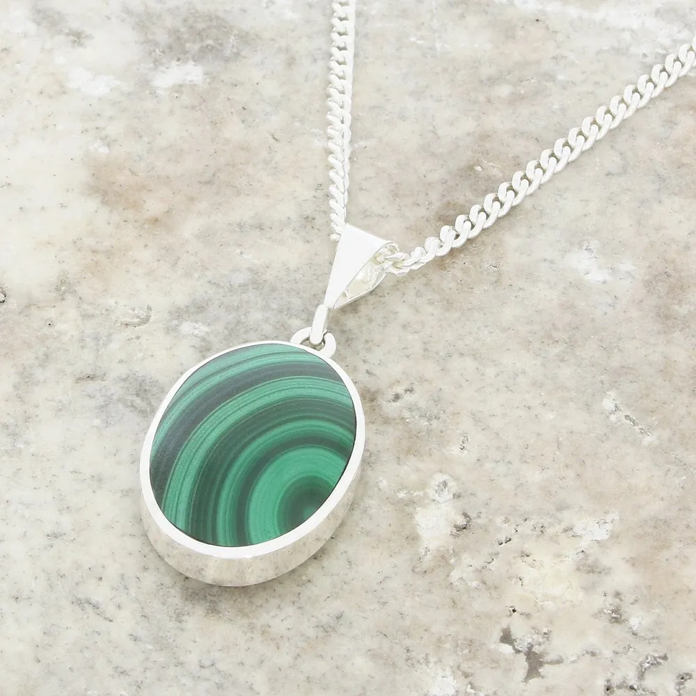 Derbyshire Blue John Medium Oval Reversible Pendant and Chain