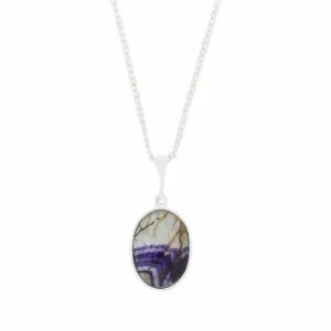 Derbyshire Blue John Medium Oval Reversible Pendant and Chain