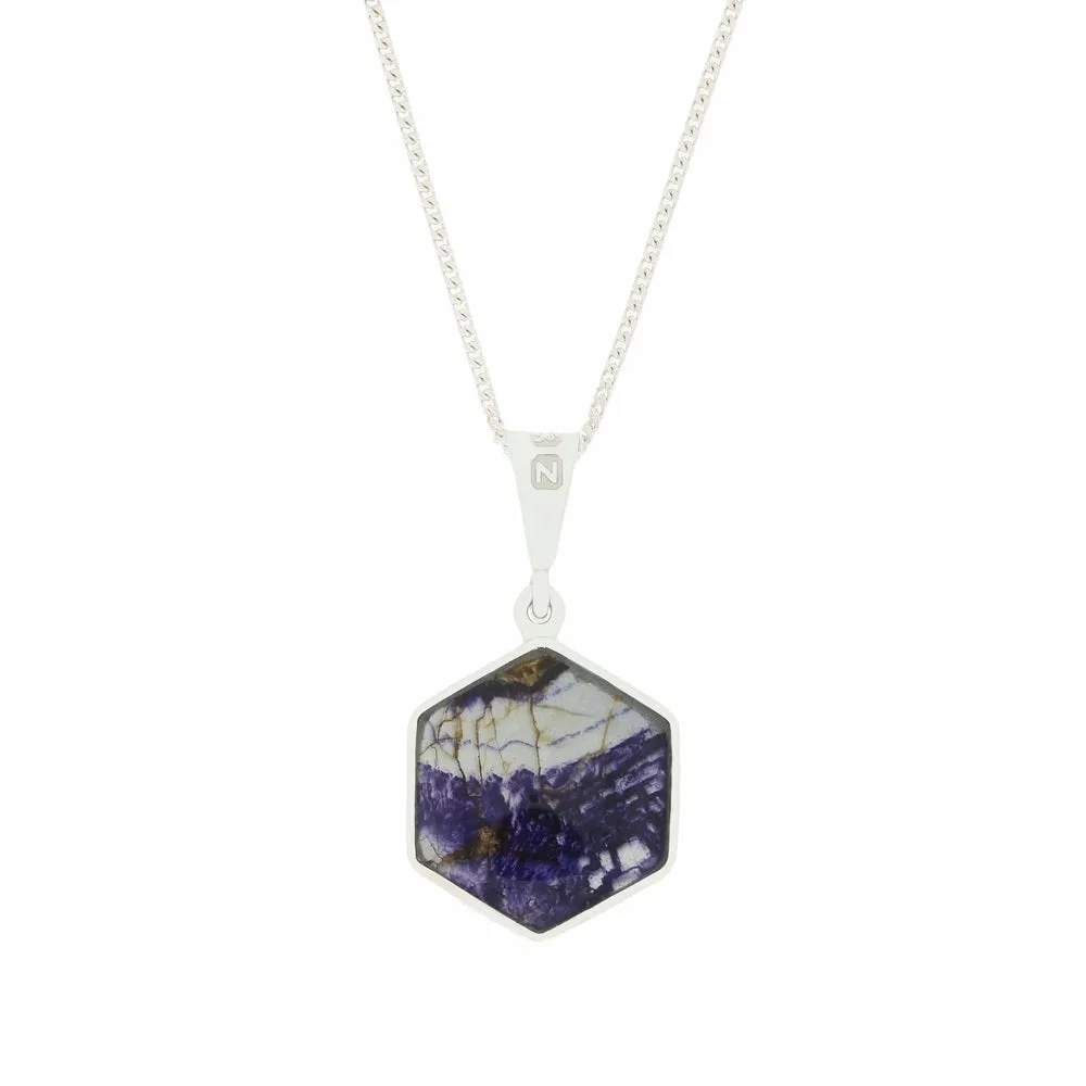 Derbyshire Blue John Reversible Hexagonal Pendant And Chain