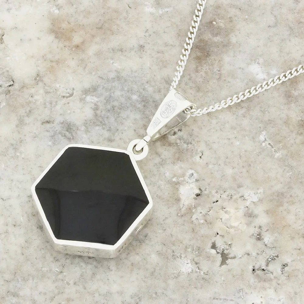 Derbyshire Blue John Reversible Hexagonal Pendant And Chain