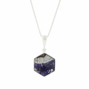 Derbyshire Blue John Reversible Hexagonal Pendant And Chain