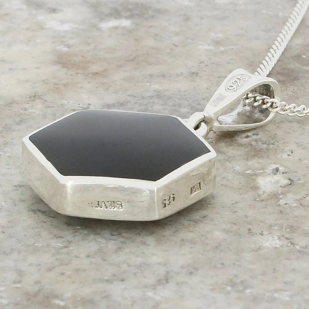 Derbyshire Blue John Reversible Hexagonal Pendant And Chain