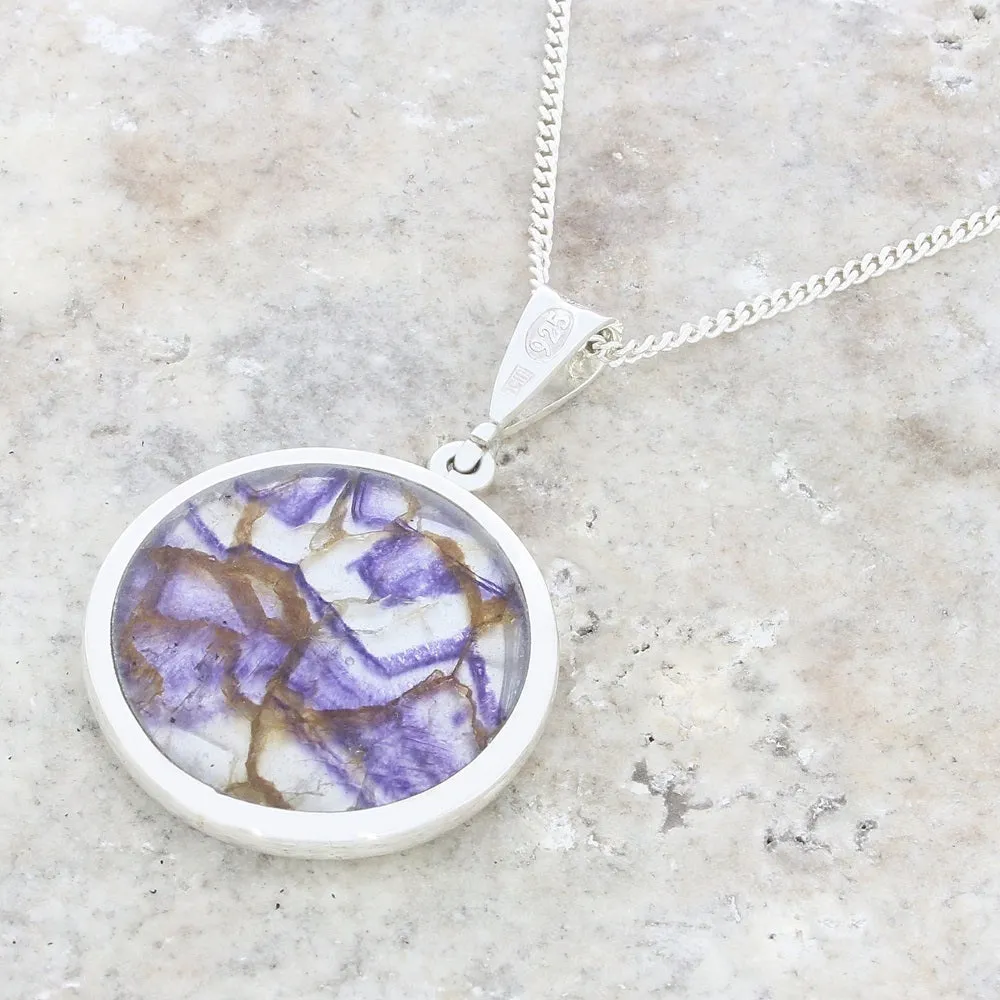 Derbyshire Blue John Round Reversible Pendant And Chain