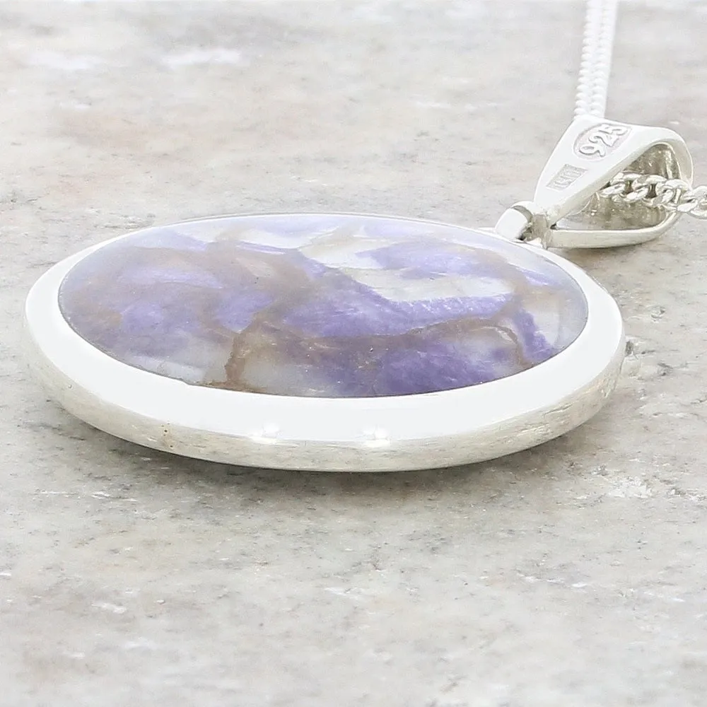 Derbyshire Blue John Round Reversible Pendant And Chain