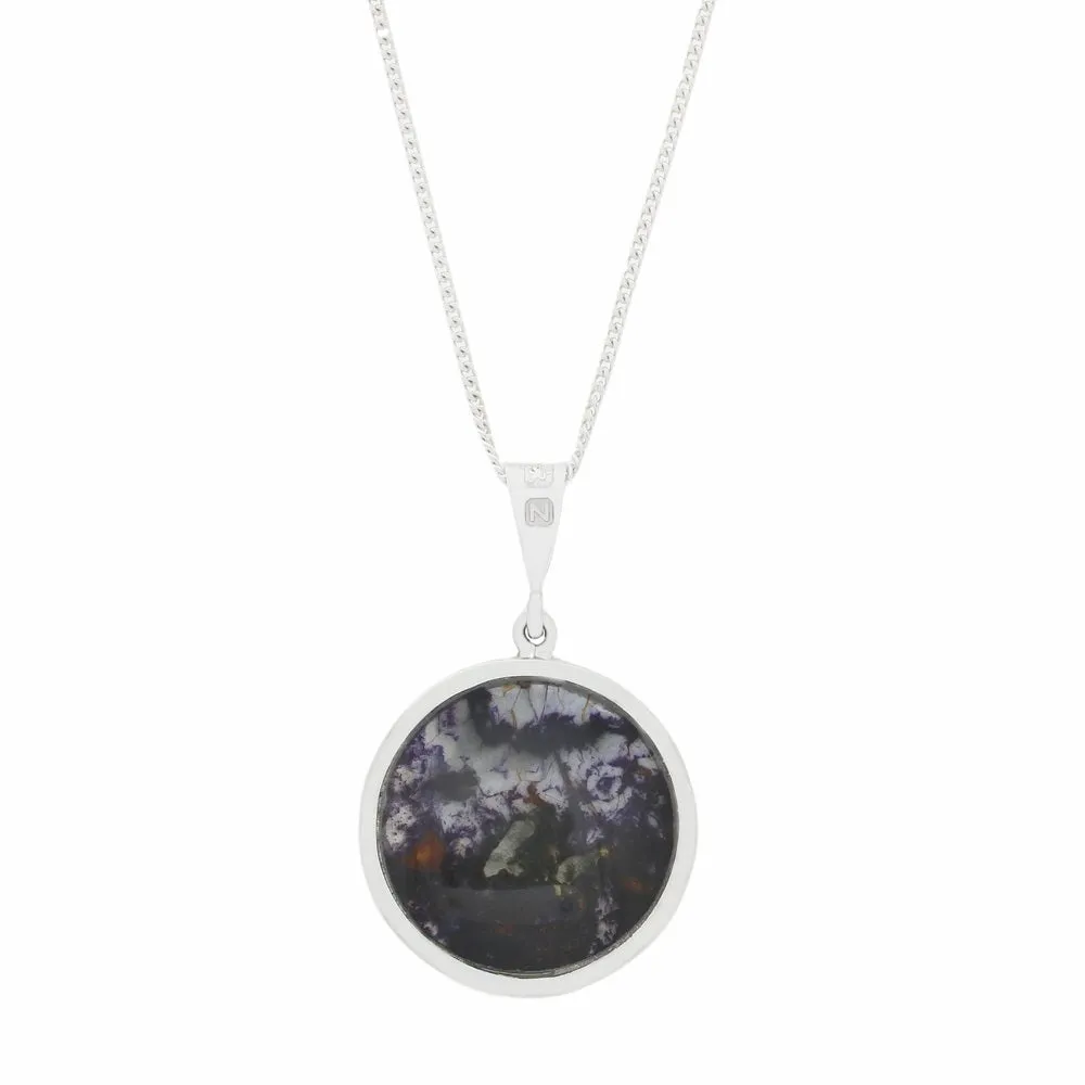 Derbyshire Blue John Round Reversible Pendant And Chain