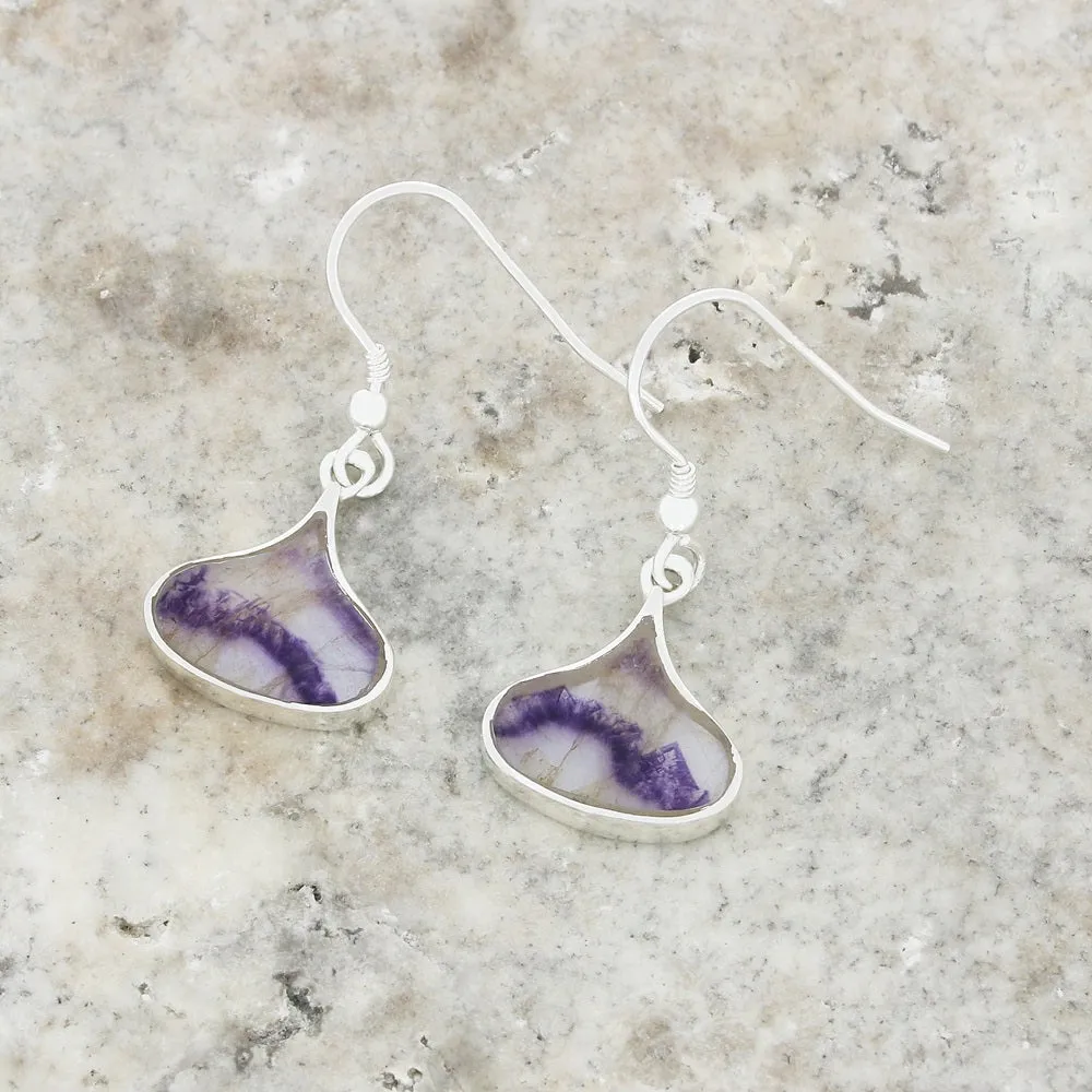 Derbyshire Blue John Sterling Silver Bulb Shape Drop Earrings