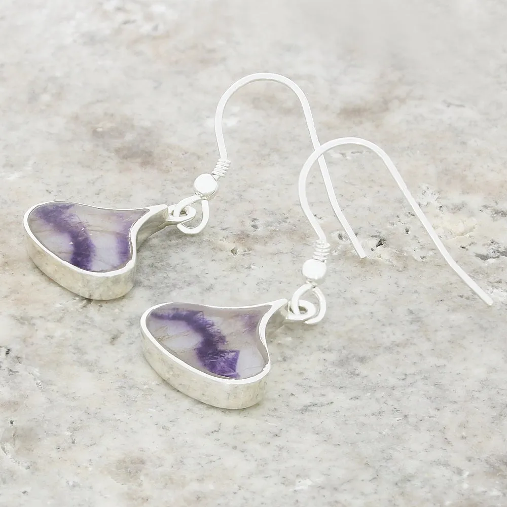 Derbyshire Blue John Sterling Silver Bulb Shape Drop Earrings