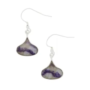 Derbyshire Blue John Sterling Silver Bulb Shape Drop Earrings