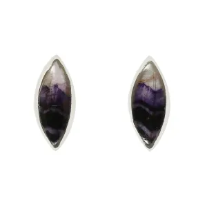 Derbyshire Blue John Sterling Silver Marquise Small Stud Earrings