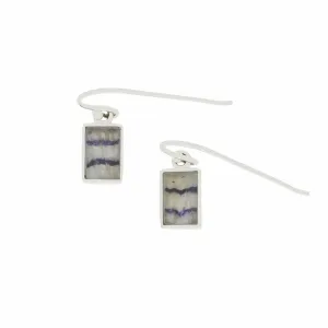 Derbyshire Blue John Sterling Silver Rectangular Drop Earrings