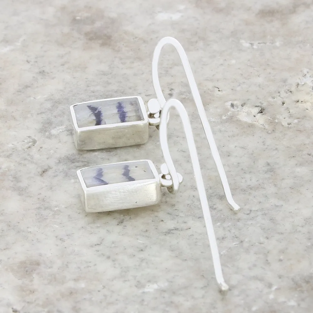 Derbyshire Blue John Sterling Silver Rectangular Drop Earrings