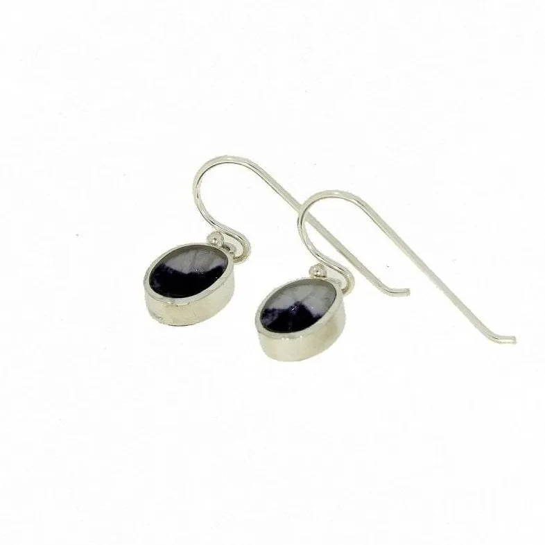 Derbyshire Blue John Sterling Silver Small Oval Drop Earrings