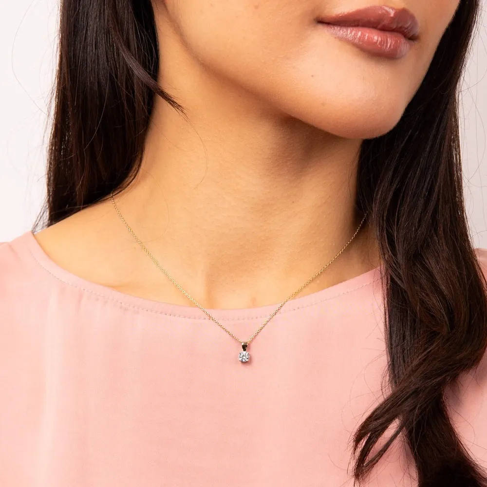 Diamonfire Sterling Silver Gold Tone 0.50ct Zirconia Pendant and Chain P5393