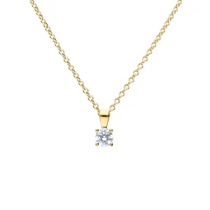 Diamonfire Sterling Silver Gold Tone 0.50ct Zirconia Pendant and Chain P5393