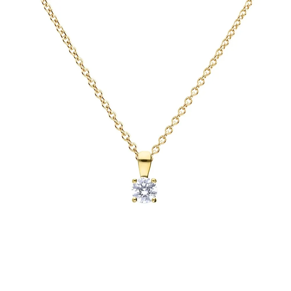 Diamonfire Sterling Silver Gold Tone 0.50ct Zirconia Pendant and Chain P5393