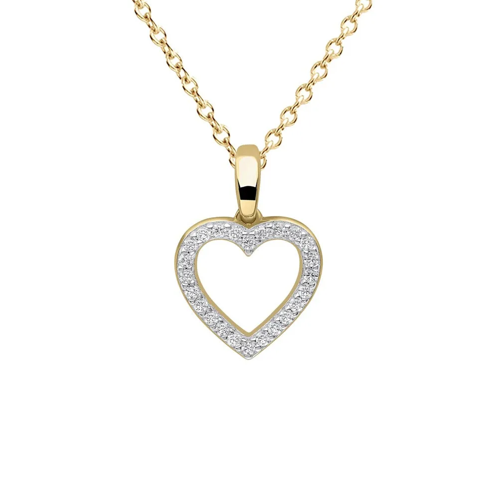 Diamonfire Sterling Silver Gold Tone CZ Heart Pendant and Chain P5391