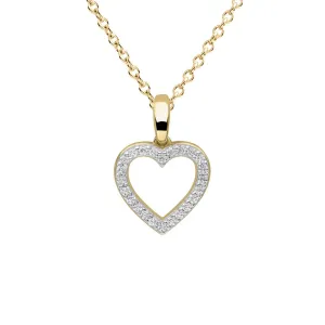 Diamonfire Sterling Silver Gold Tone CZ Heart Pendant and Chain P5391