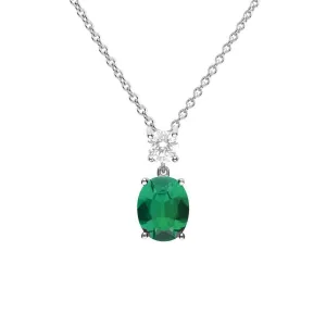 Diamonfire Sterling Silver Green Cubic Zirconia Pendant and Chain P5113