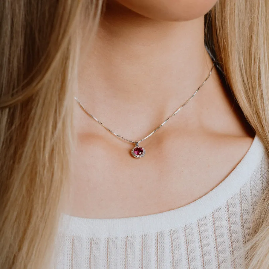 Diamonfire Sterling Silver Ruby Red Cubic Zirconia Pendant and Chain P4625