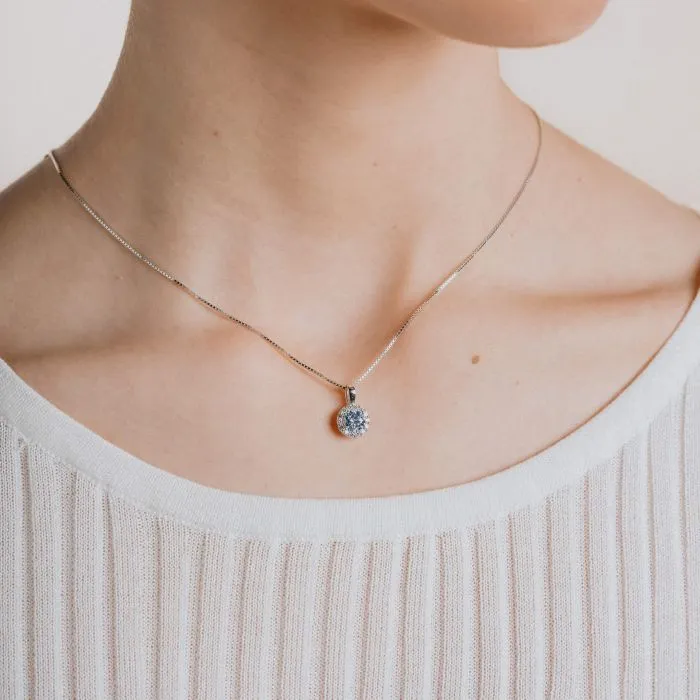 Diamonfire Sterling Silver Sky Blue Cubic Zirconia Pendant and Chain P4780