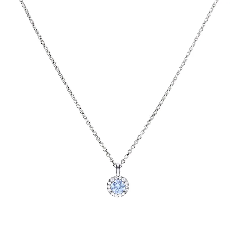 Diamonfire Sterling Silver Sky Blue Cubic Zirconia Pendant and Chain P4780