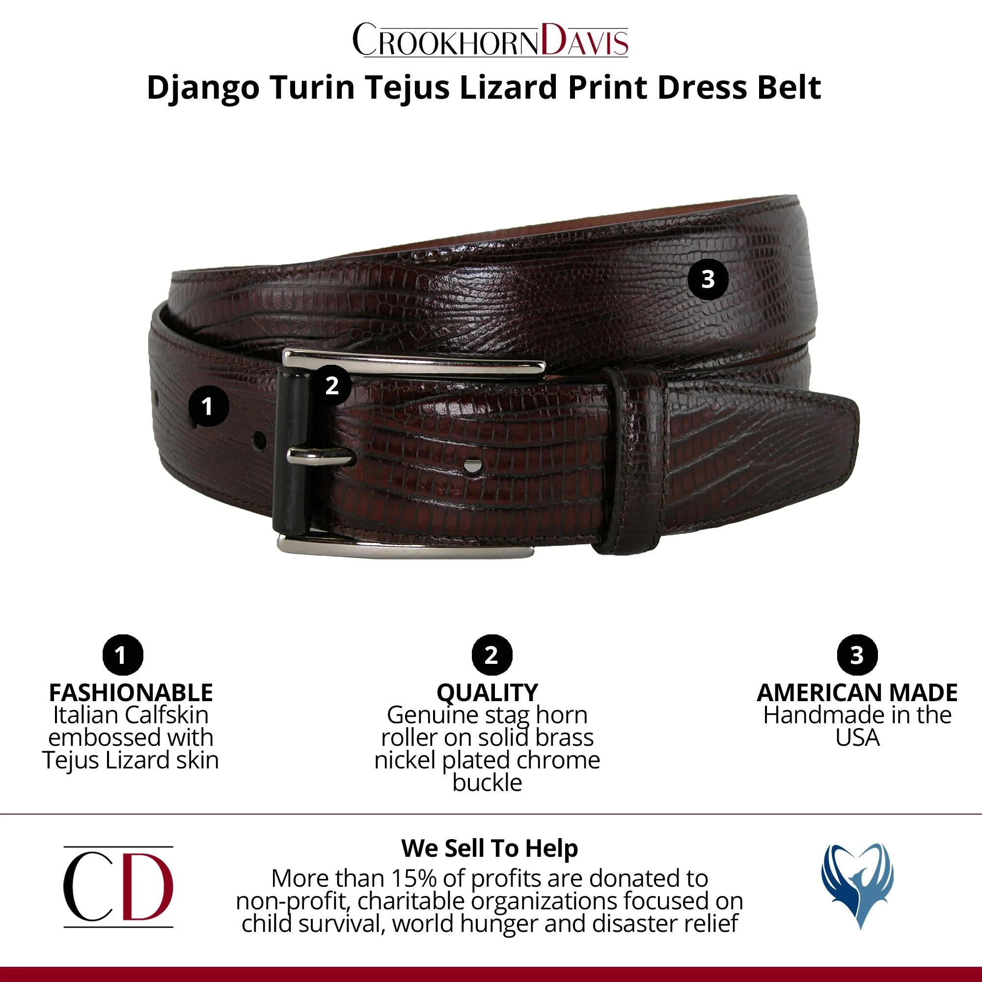 Django Turin Tejus Lizard Print Dress Belt
