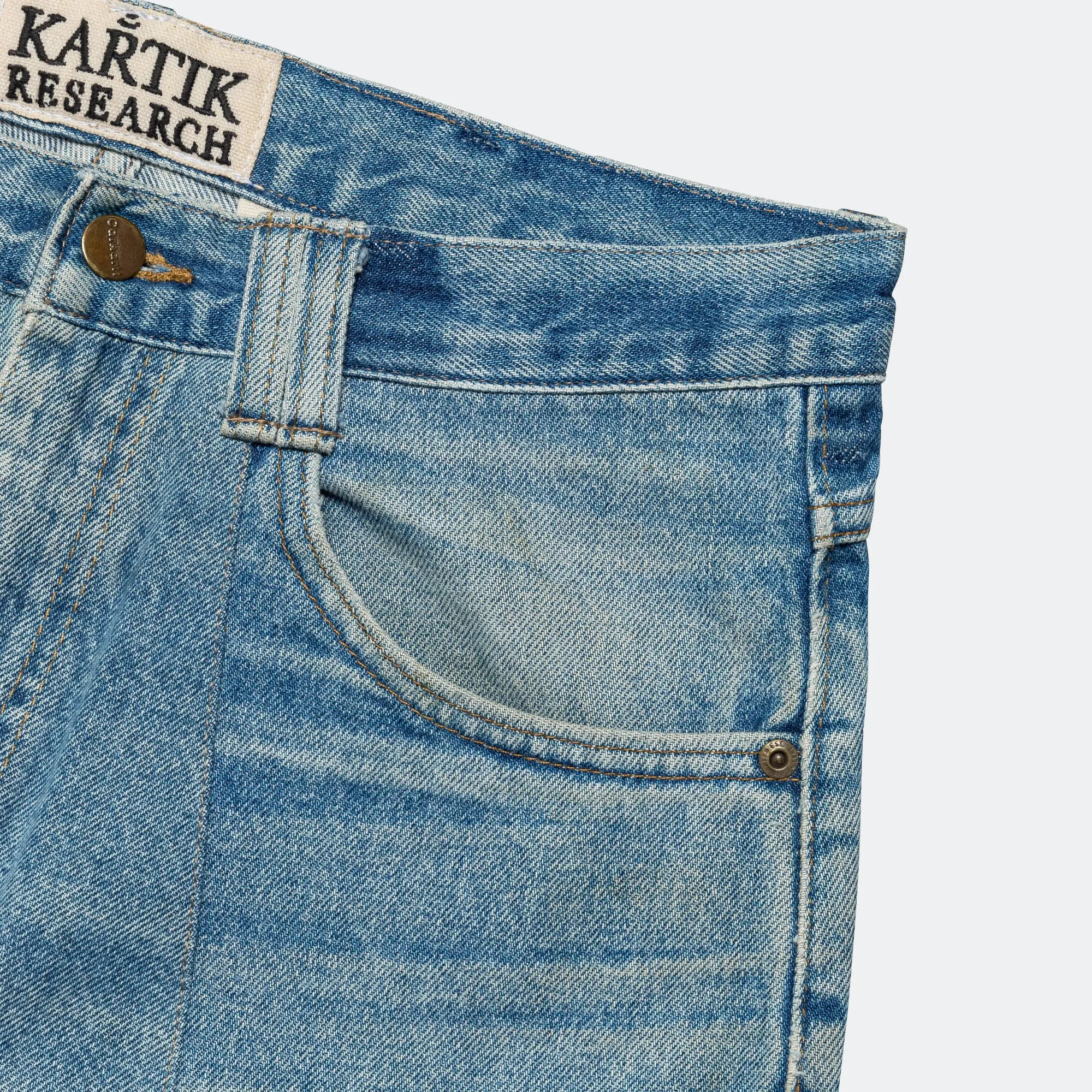Double Knee Pant - Upcycled Denim Lightwash/White