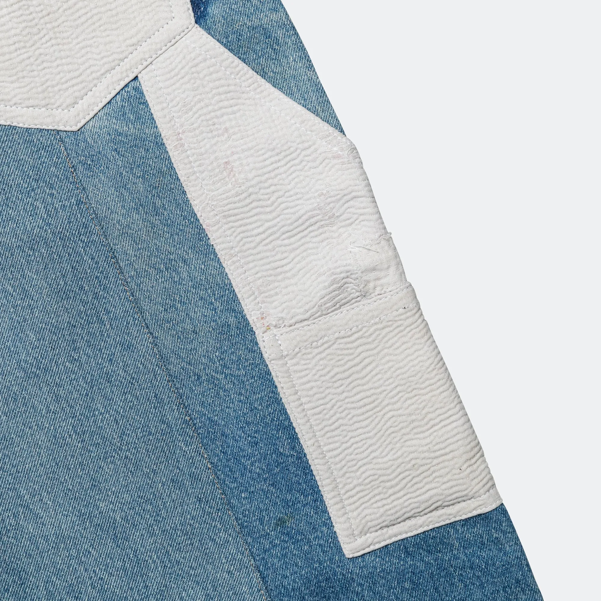 Double Knee Pant - Upcycled Denim Lightwash/White