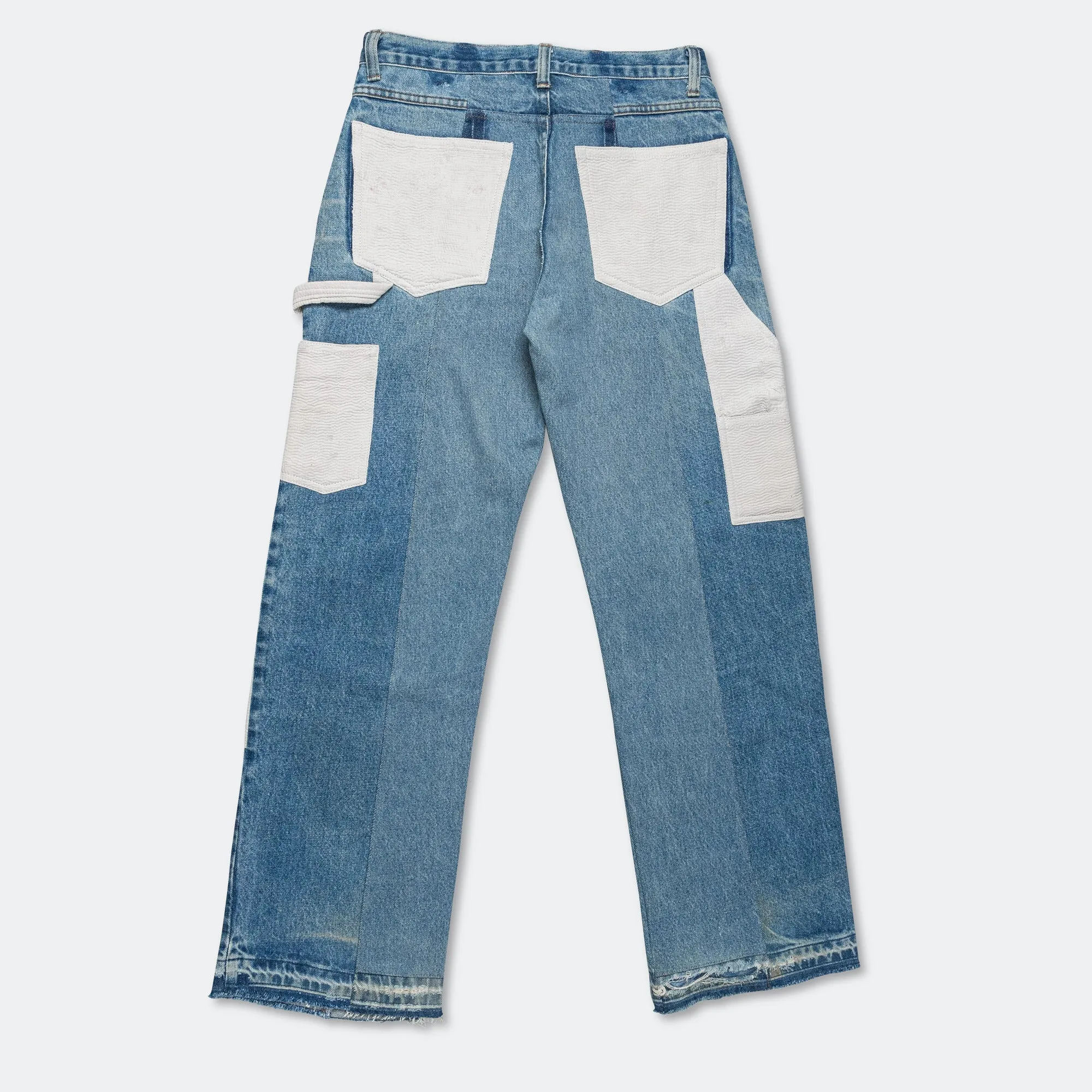 Double Knee Pant - Upcycled Denim Lightwash/White