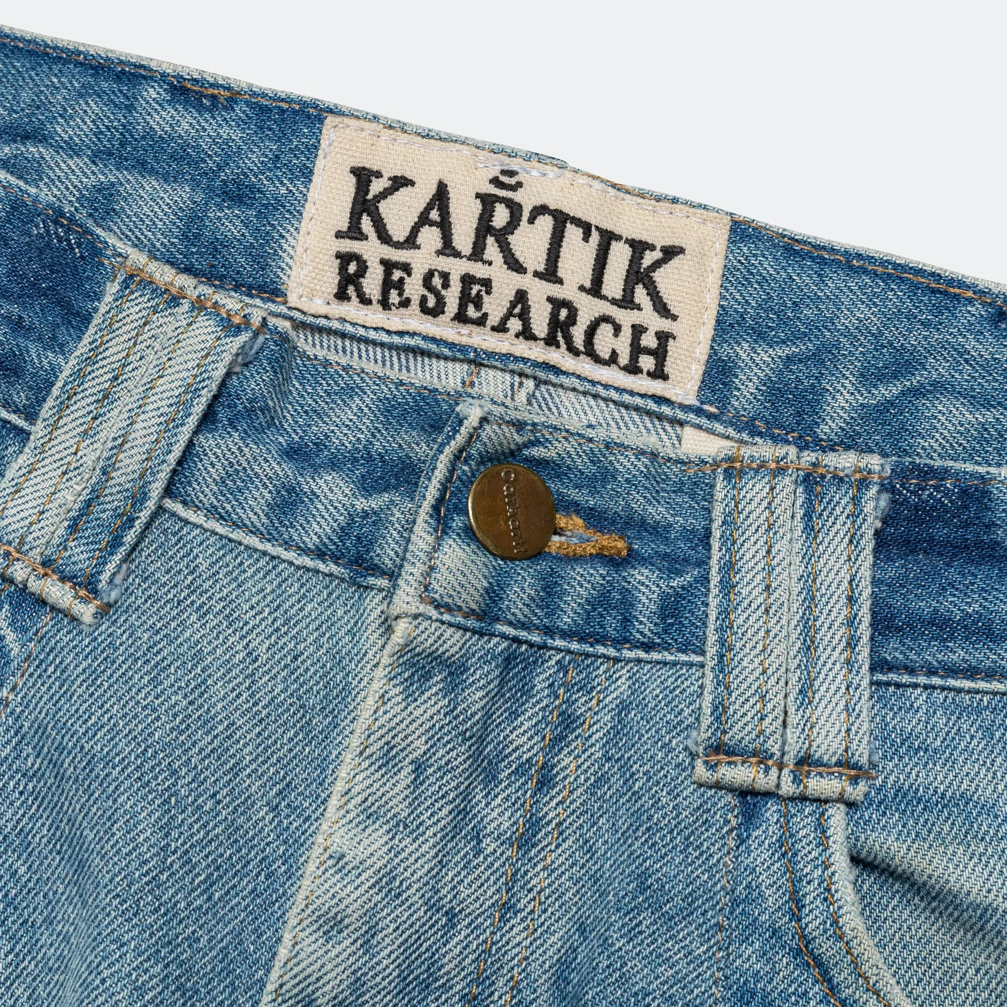 Double Knee Pant - Upcycled Denim Lightwash/White