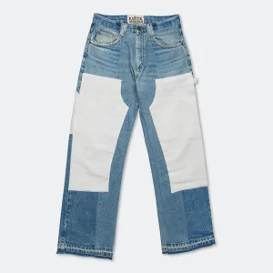 Double Knee Pant - Upcycled Denim Lightwash/White