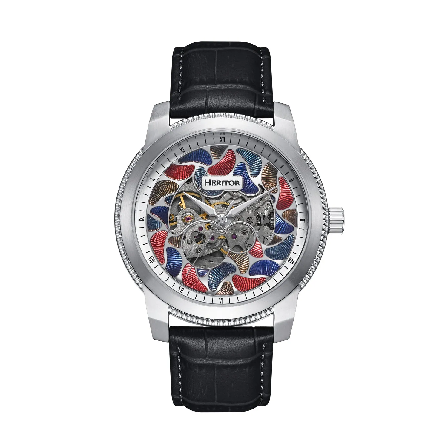 Emmanuel Semi-Skeleton Leather-Band Watch