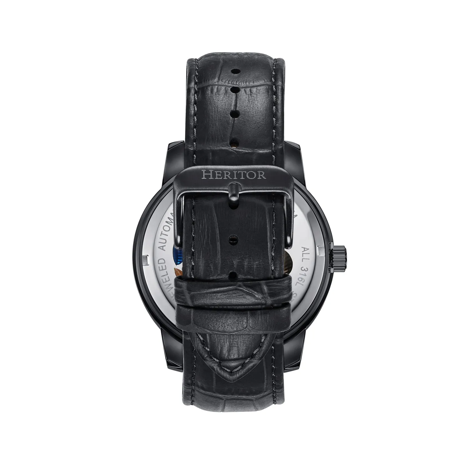 Emmanuel Semi-Skeleton Leather-Band Watch